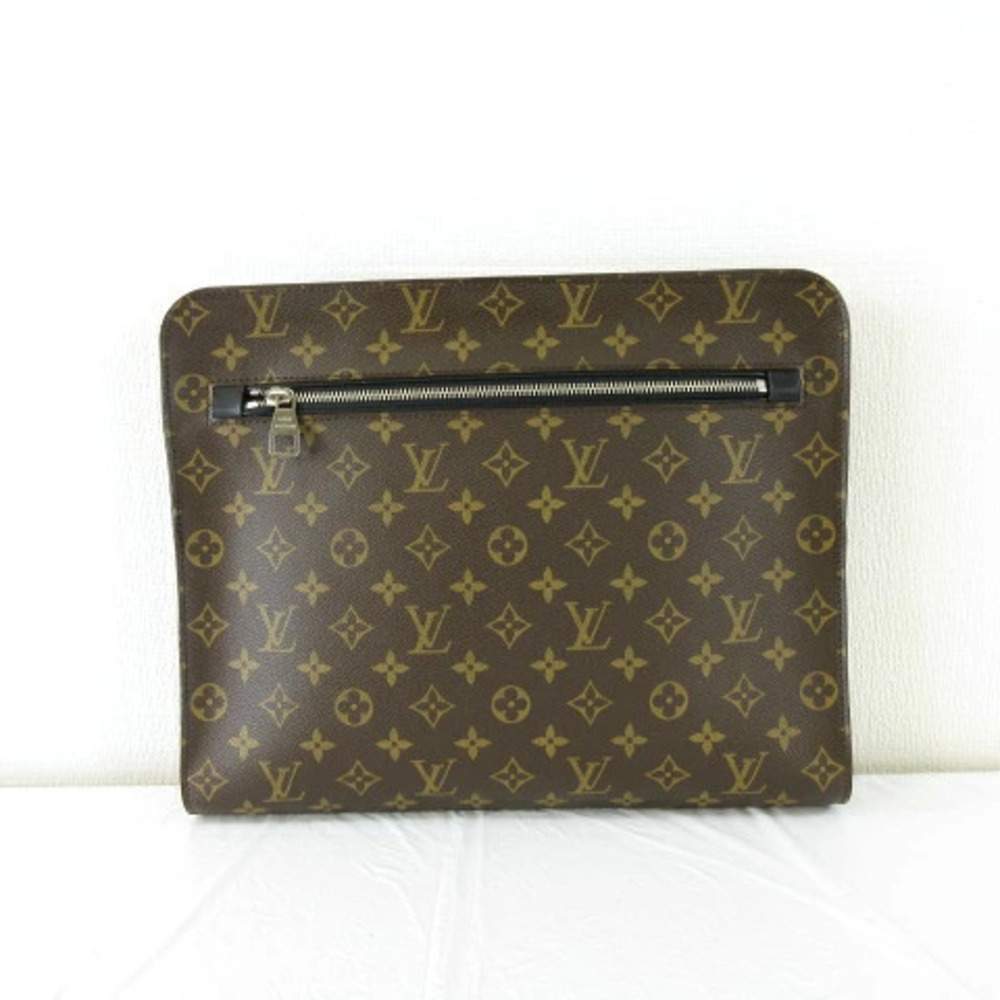 Louis Vuitton Monogram Macassar Brown Portfolio Shoulder Bag Clutch Brown